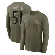 Men's Emery Jones Jr. Baltimore Ravens Olive 2025 Salute to Service Sideline Long Sleeve T-Shirt