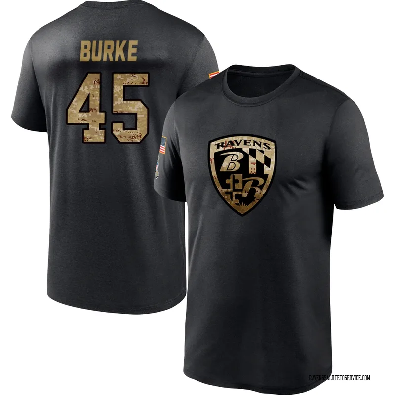 Men's Ethan Burke Baltimore Ravens Black 2020 Salute To Service Performance T-Shirt