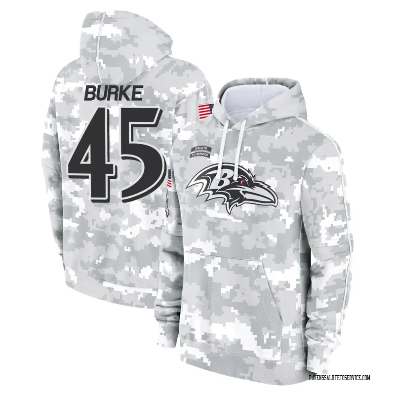 Men's Ethan Burke Baltimore Ravens Camo Arctic 2024 Salute to Service Club Fleece Pullover Hoodie