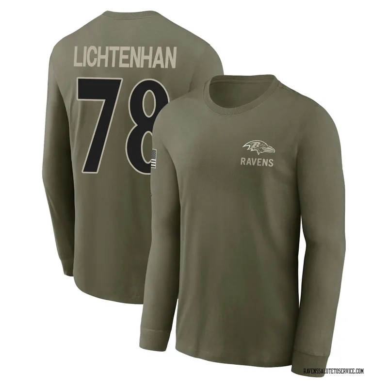 Men's Gerad Lichtenhan Baltimore Ravens Olive 2025 Salute to Service Sideline Long Sleeve T-Shirt
