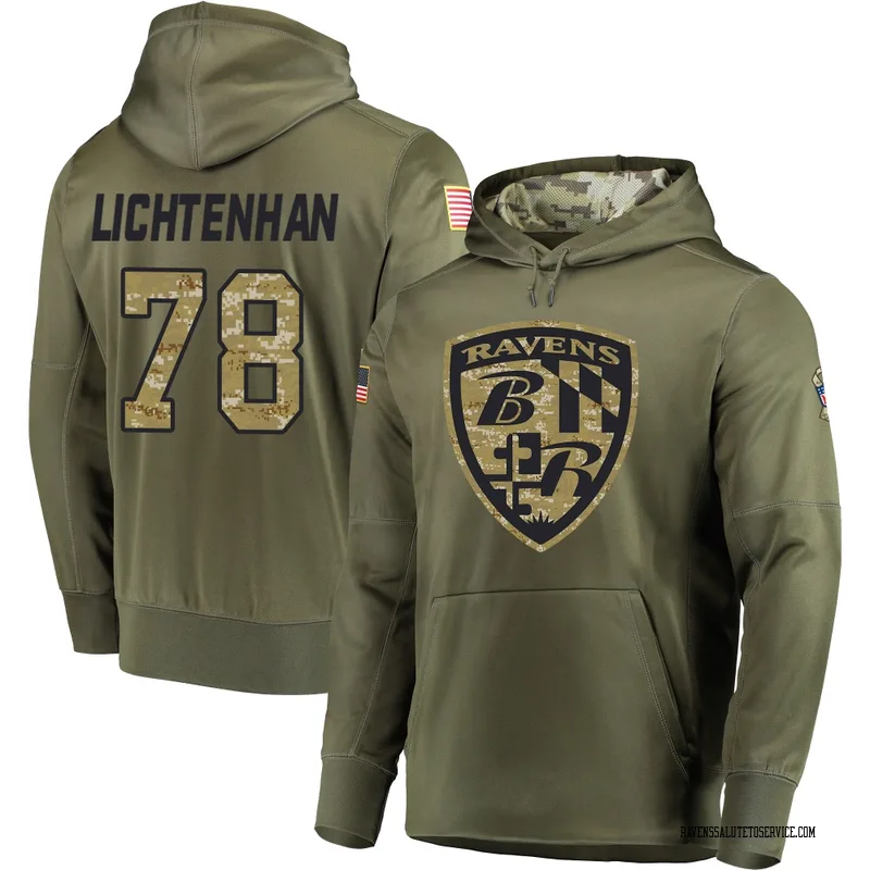 Men's Gerad Lichtenhan Baltimore Ravens Olive Salute to Service Pullover Hoodie