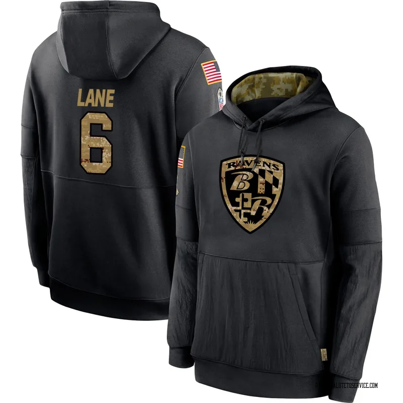 Men's Ja'Kobi Lane Baltimore Ravens Black 2020 Salute to Service Sideline Performance Pullover Hoodie