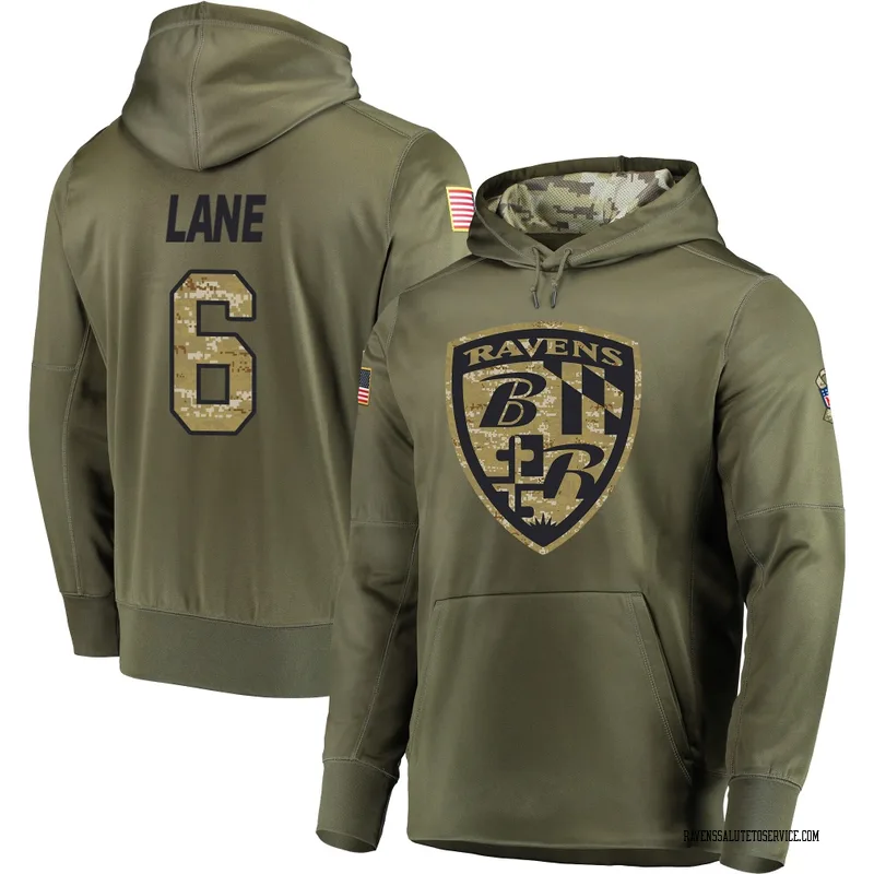 Men's Ja'Kobi Lane Baltimore Ravens Olive Salute to Service Pullover Hoodie