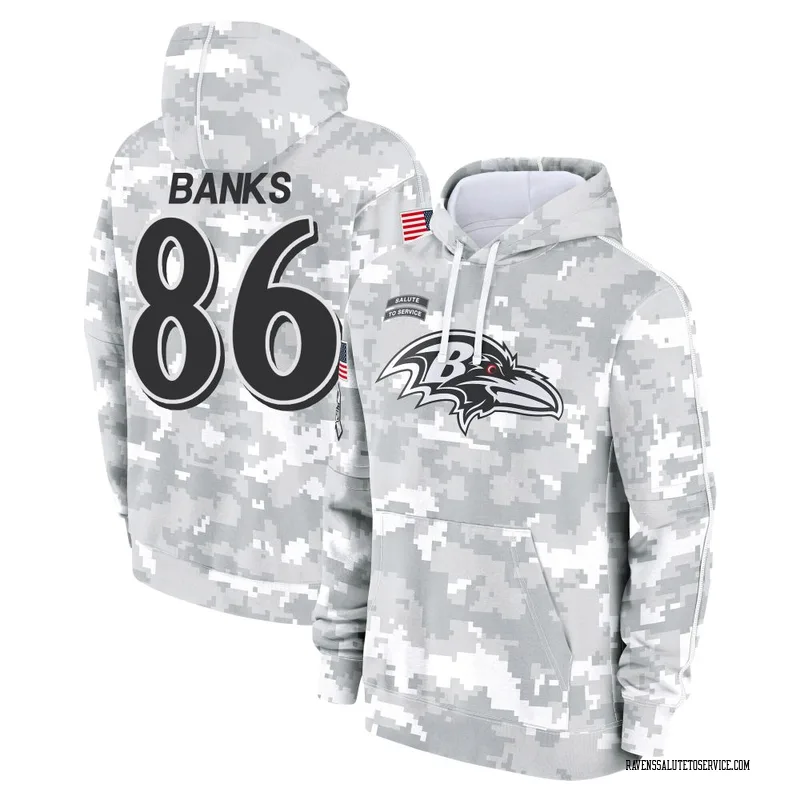 Men's Jahmal Banks Baltimore Ravens Camo Arctic 2024 Salute to Service Club Fleece Pullover Hoodie