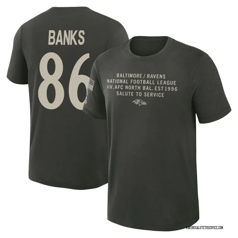 Men's Jahmal Banks Baltimore Ravens Green Dark/ 2025 Salute to Service Sideline Slub T-Shirt