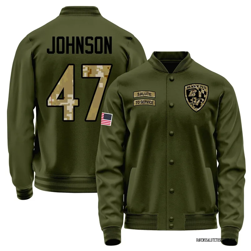 Men's Jamon Johnson Baltimore Ravens Olive Salute to Service Sideline Performance Jacket
