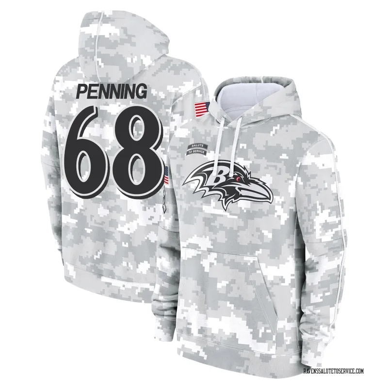 Men's Jared Penning Baltimore Ravens Camo Arctic 2024 Salute to Service Club Fleece Pullover Hoodie