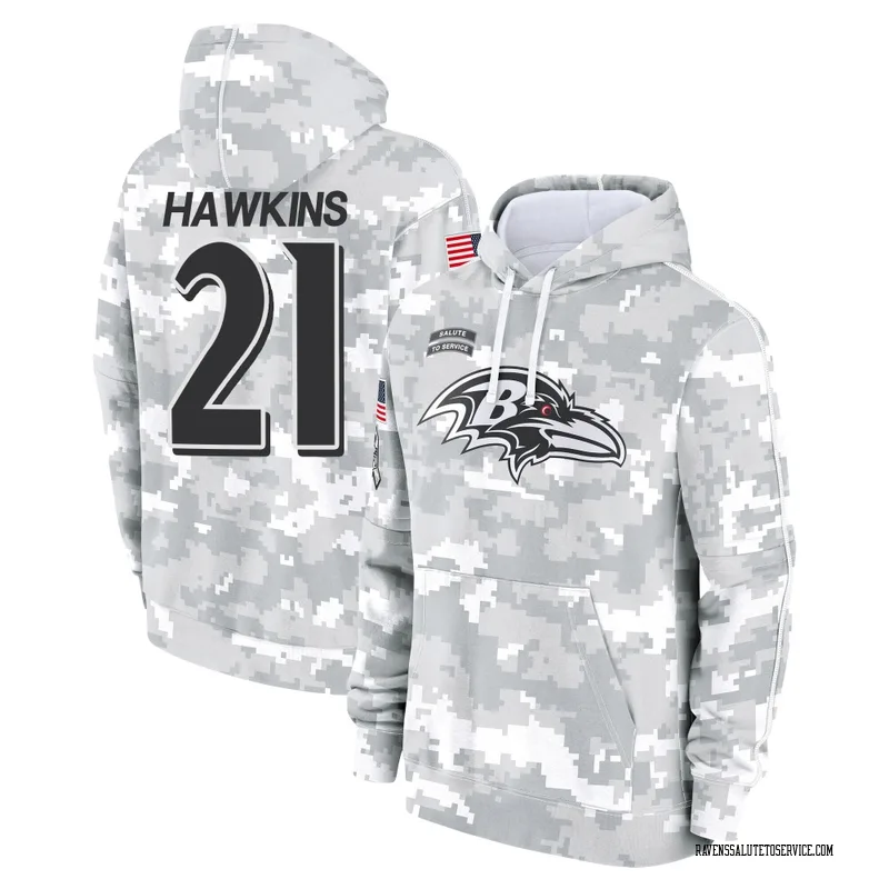 Men's Jaylinn Hawkins Baltimore Ravens Camo Arctic 2024 Salute to Service Club Fleece Pullover Hoodie