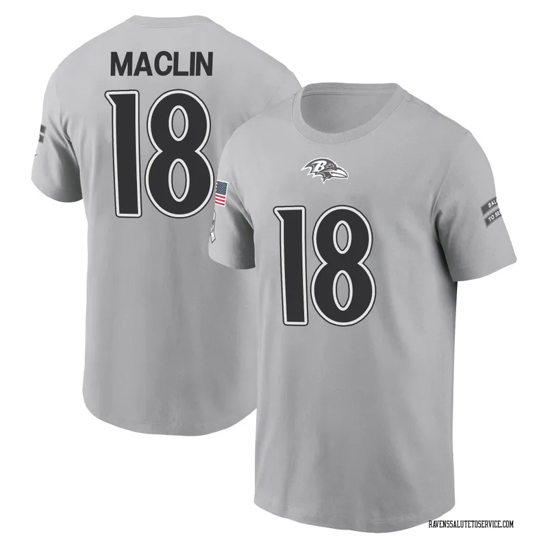 Men's Jeremy Maclin Baltimore Ravens Gray 2024 Salute to Service Name & Number T-Shirt