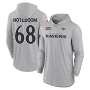 Men's Joe Noteboom Baltimore Ravens Gray 2024 Salute to Service Lightweight Performance Long Sleeve Hooded T-Shirt
