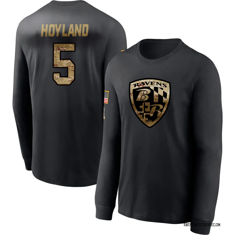 Men's John Hoyland Baltimore Ravens Black 2020 Salute To Service Sideline Performance Long Sleeve T-Shirt