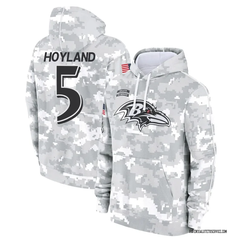 Men's John Hoyland Baltimore Ravens Camo Arctic 2024 Salute to Service Club Fleece Pullover Hoodie