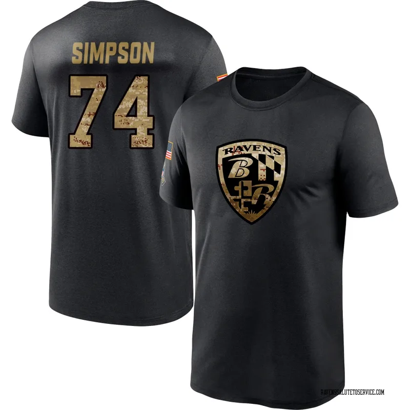 Men's John Simpson Baltimore Ravens Black 2020 Salute To Service Performance T-Shirt