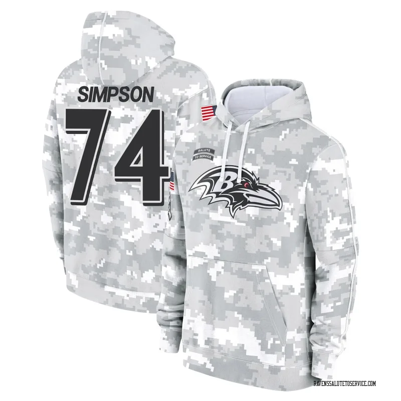 Men's John Simpson Baltimore Ravens Camo Arctic 2024 Salute to Service Club Fleece Pullover Hoodie