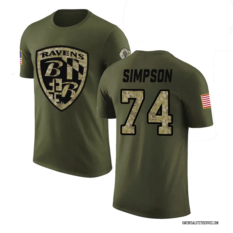 Men's John Simpson Baltimore Ravens Legend Olive Salute to Service T-Shirt
