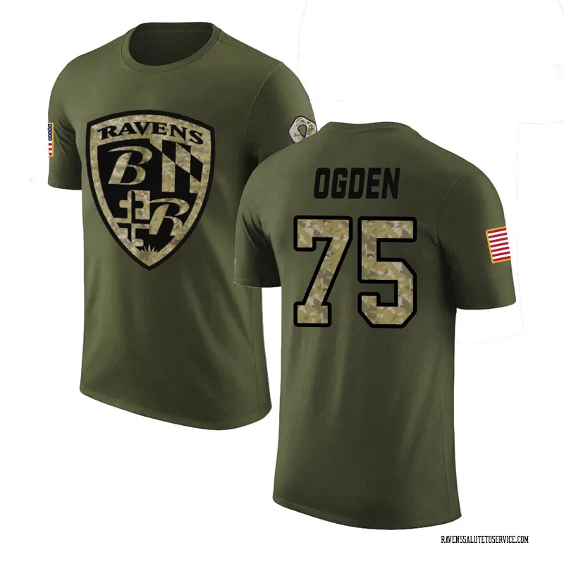 Men's Jonathan Ogden Baltimore Ravens Legend Olive Salute to Service T-Shirt