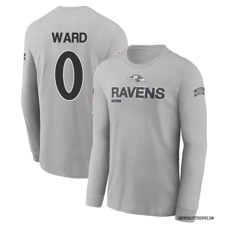 Men's Jonathan Ward Baltimore Ravens Gray 2024 Salute to Service Long Sleeve T-Shirt