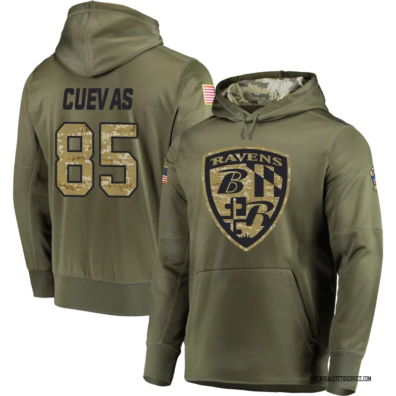 Men's Josh Cuevas Baltimore Ravens Olive Salute to Service Pullover Hoodie