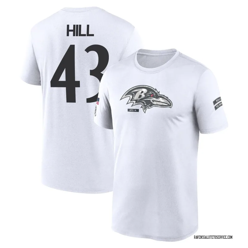Men's Justice Hill Baltimore Ravens Legend White 2024 Salute to Service Performance T-Shirt