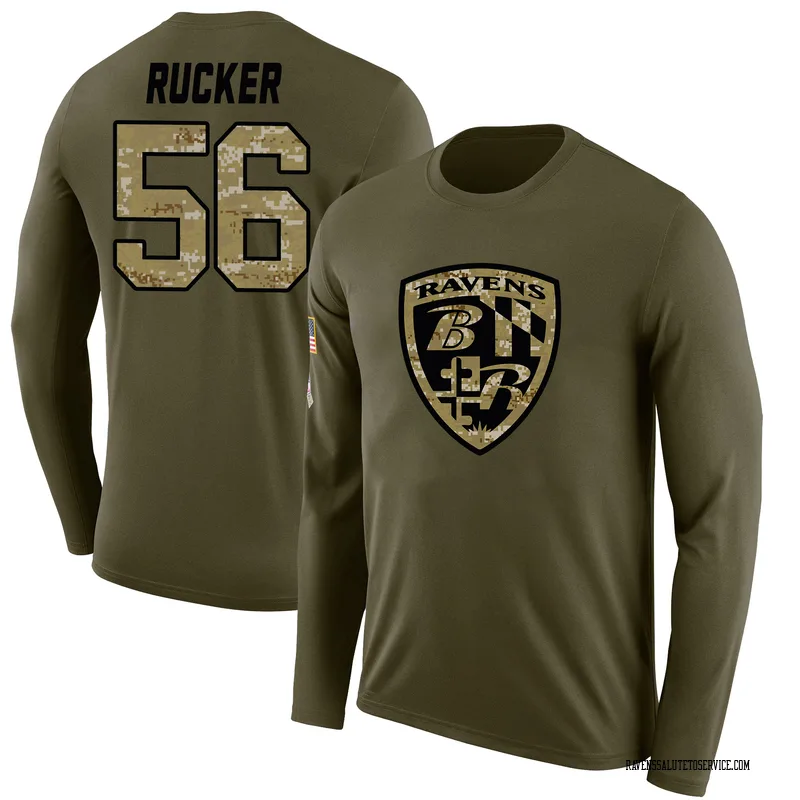 Men's Kaimon Rucker Baltimore Ravens Legend Olive Salute to Service Sideline Long Sleeve T-Shirt