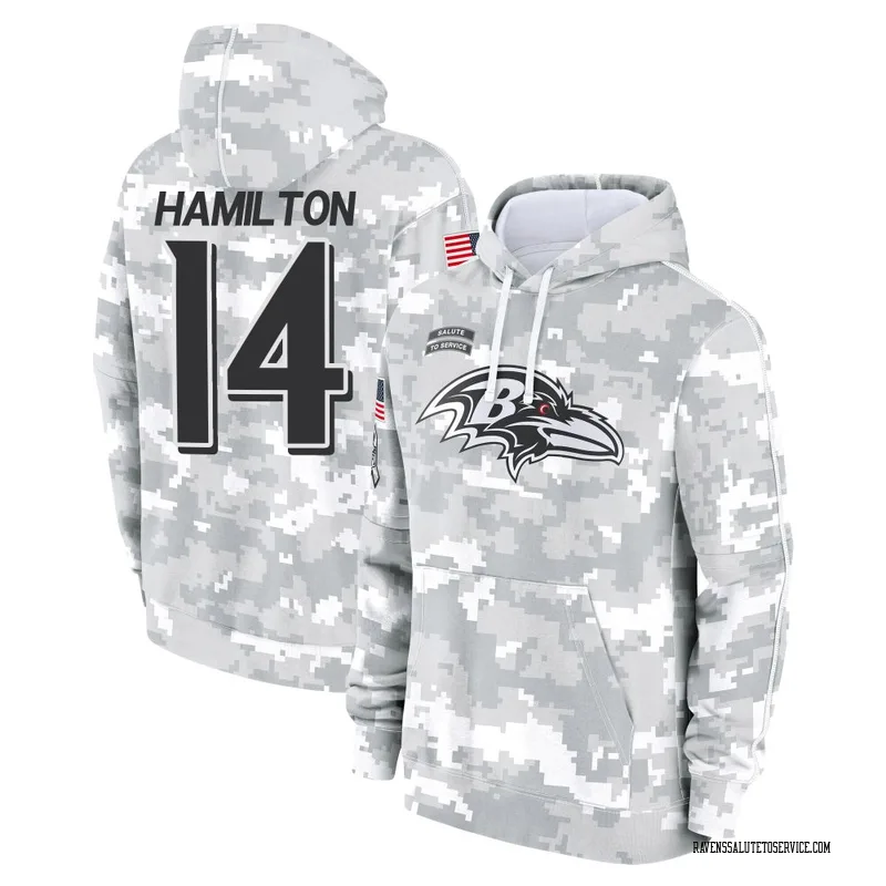 Men's Kyle Hamilton Baltimore Ravens Camo Arctic 2024 Salute to Service Club Fleece Pullover Hoodie