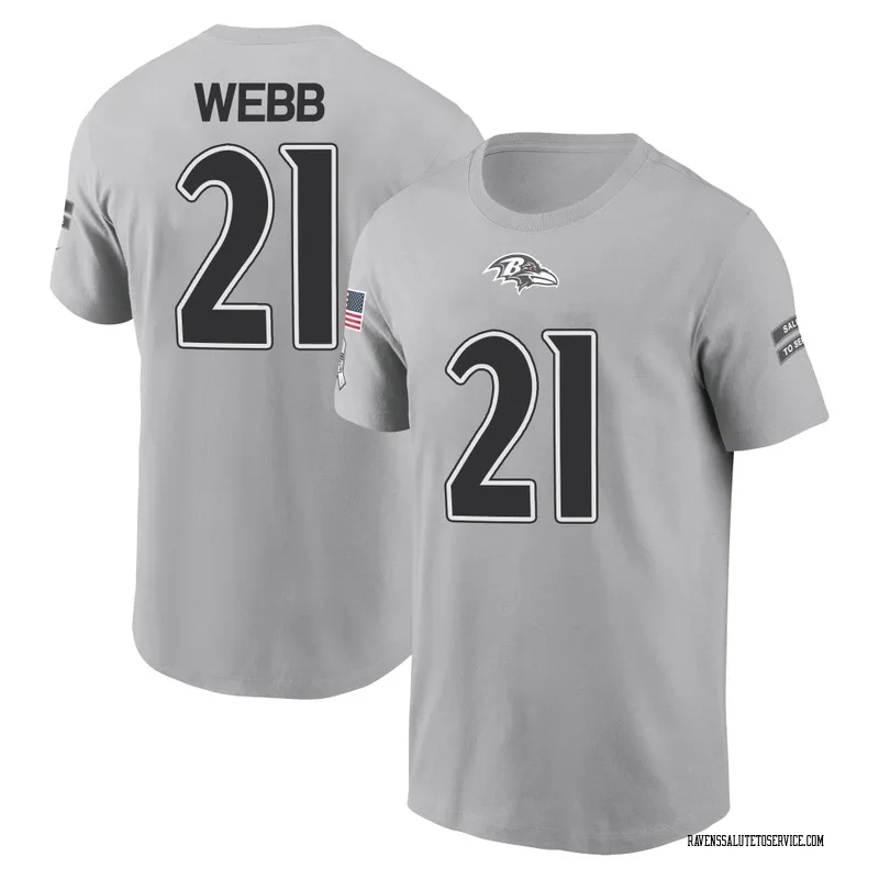 Men's Lardarius Webb Baltimore Ravens Gray 2024 Salute to Service Name & Number T-Shirt