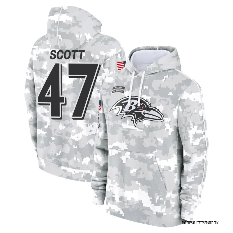 Men's Lucas Scott Baltimore Ravens Camo Arctic 2024 Salute to Service Club Fleece Pullover Hoodie