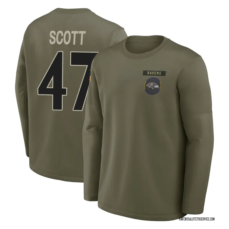 Men's Lucas Scott Baltimore Ravens Olive 2025 Salute to Service Sideline Coaches Long Sleeve T-Shirt