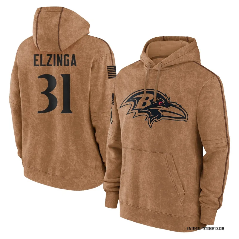 Men's Luke Elzinga Baltimore Ravens Brown 2023 Salute To Service Club Pullover Hoodie
