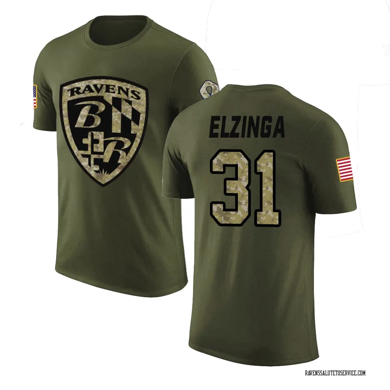 Men's Luke Elzinga Baltimore Ravens Legend Olive Salute to Service T-Shirt