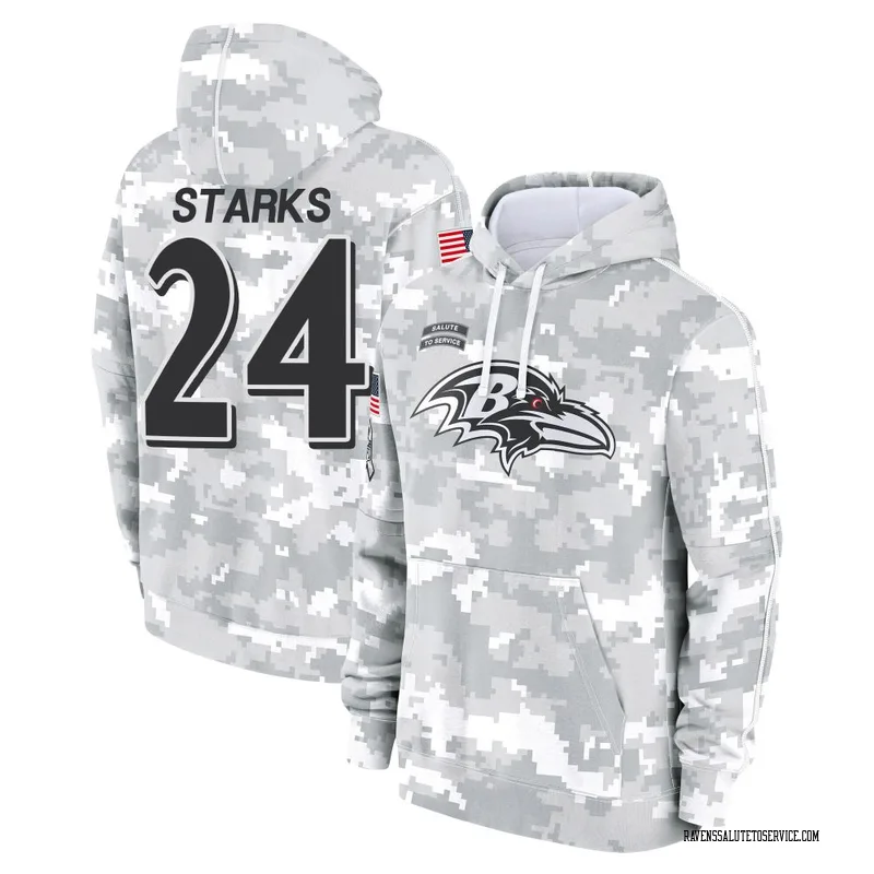 Men's Malaki Starks Baltimore Ravens Camo Arctic 2024 Salute to Service Club Fleece Pullover Hoodie