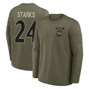 Men's Malaki Starks Baltimore Ravens Olive 2025 Salute to Service Sideline Coaches Long Sleeve T-Shirt