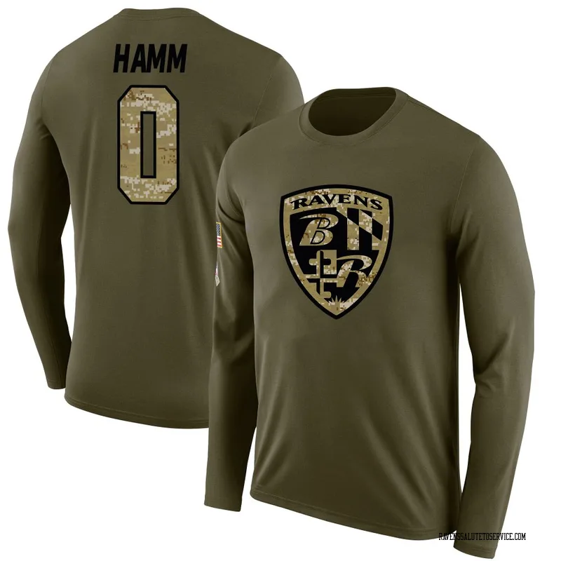 Men's Malik Hamm Baltimore Ravens Legend Olive Salute to Service Sideline Long Sleeve T-Shirt