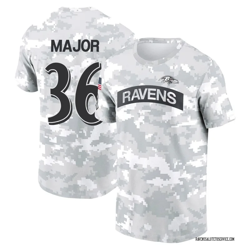 Men's Marcus Major Baltimore Ravens Camo Arctic 2024 Salute to Service Performance T-Shirt