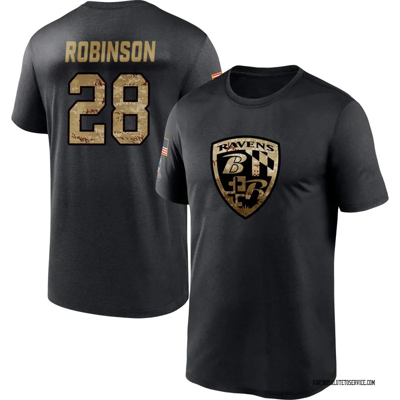 Men's Marquise Robinson Baltimore Ravens Black 2020 Salute To Service Performance T-Shirt