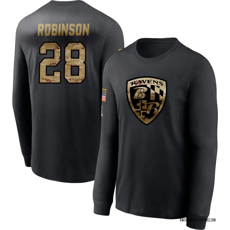 Men's Marquise Robinson Baltimore Ravens Black 2020 Salute To Service Sideline Performance Long Sleeve T-Shirt