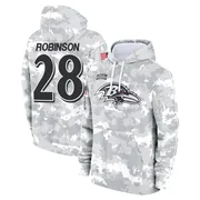 Men's Marquise Robinson Baltimore Ravens Camo Arctic 2024 Salute to Service Club Fleece Pullover Hoodie
