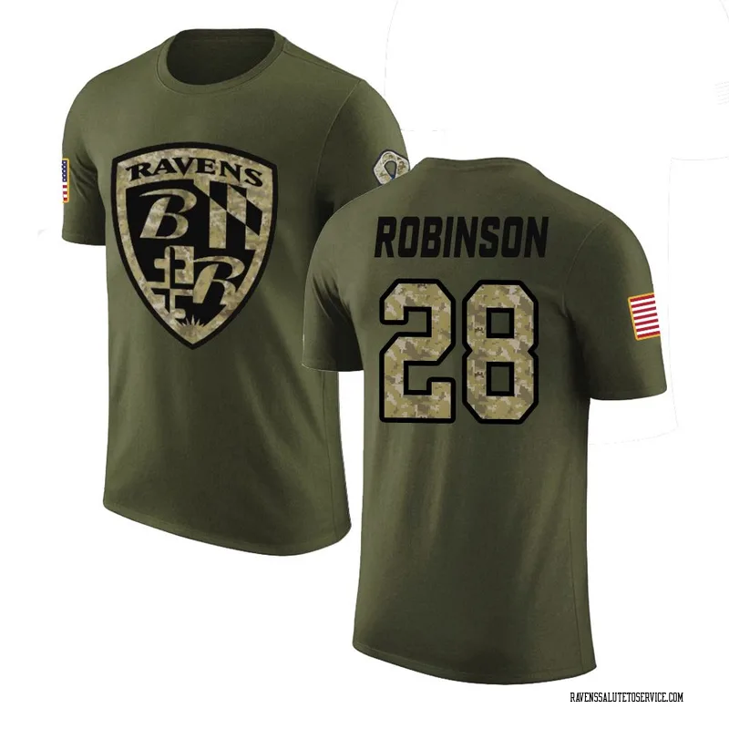 Men's Marquise Robinson Baltimore Ravens Legend Olive Salute to Service T-Shirt