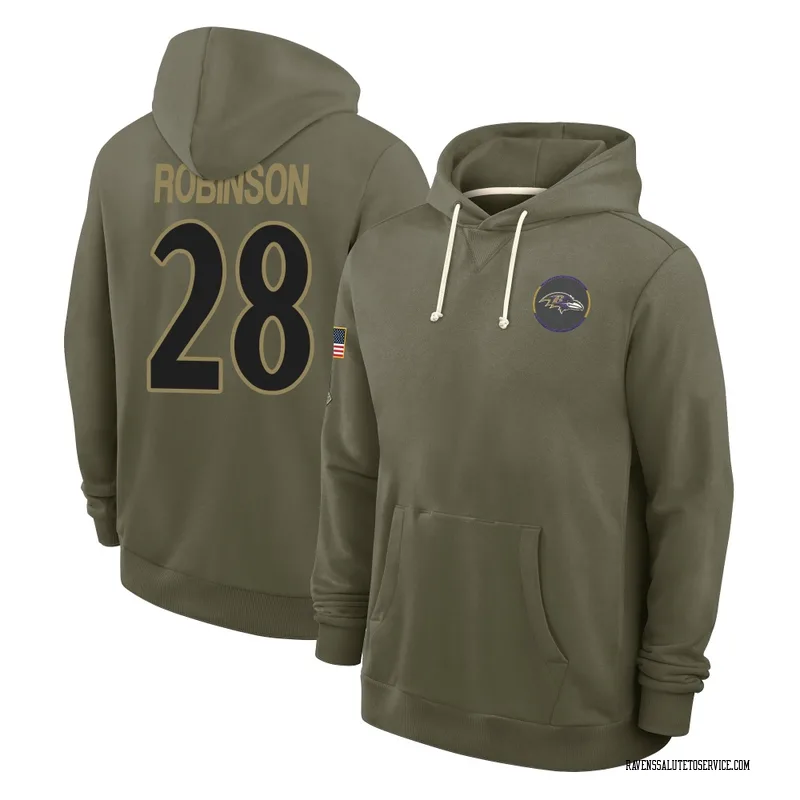 Men's Marquise Robinson Baltimore Ravens Olive 2025 Salute to Service Hoodie