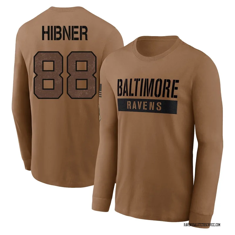 Men's Matthew Hibner Baltimore Ravens Brown / 2023 Salute To Service Long Sleeve T-Shirt