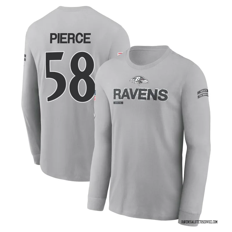 Men's Michael Pierce Baltimore Ravens Gray 2024 Salute to Service Long Sleeve T-Shirt
