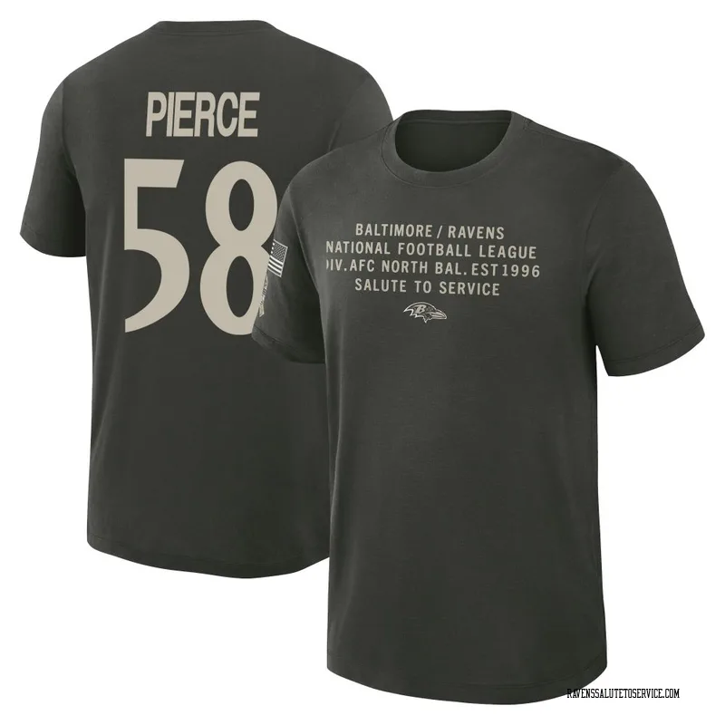 Men's Michael Pierce Baltimore Ravens Green Dark/ 2025 Salute to Service Sideline Slub T-Shirt