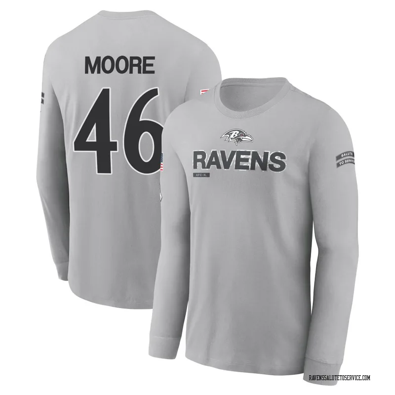 Men's Nick Moore Baltimore Ravens Gray 2024 Salute to Service Long Sleeve T-Shirt
