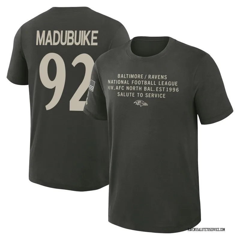 Men's Nnamdi Madubuike Baltimore Ravens Green Dark/ 2025 Salute to Service Sideline Slub T-Shirt