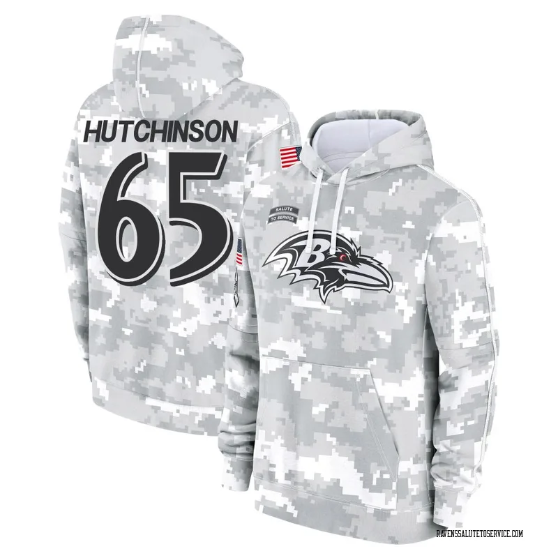 Men's Ozzie Hutchinson Baltimore Ravens Camo Arctic 2024 Salute to Service Club Fleece Pullover Hoodie