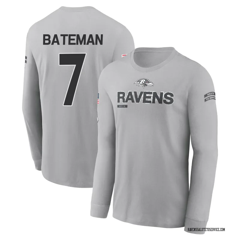 Men's Rashod Bateman Baltimore Ravens Gray 2024 Salute to Service Long Sleeve T-Shirt