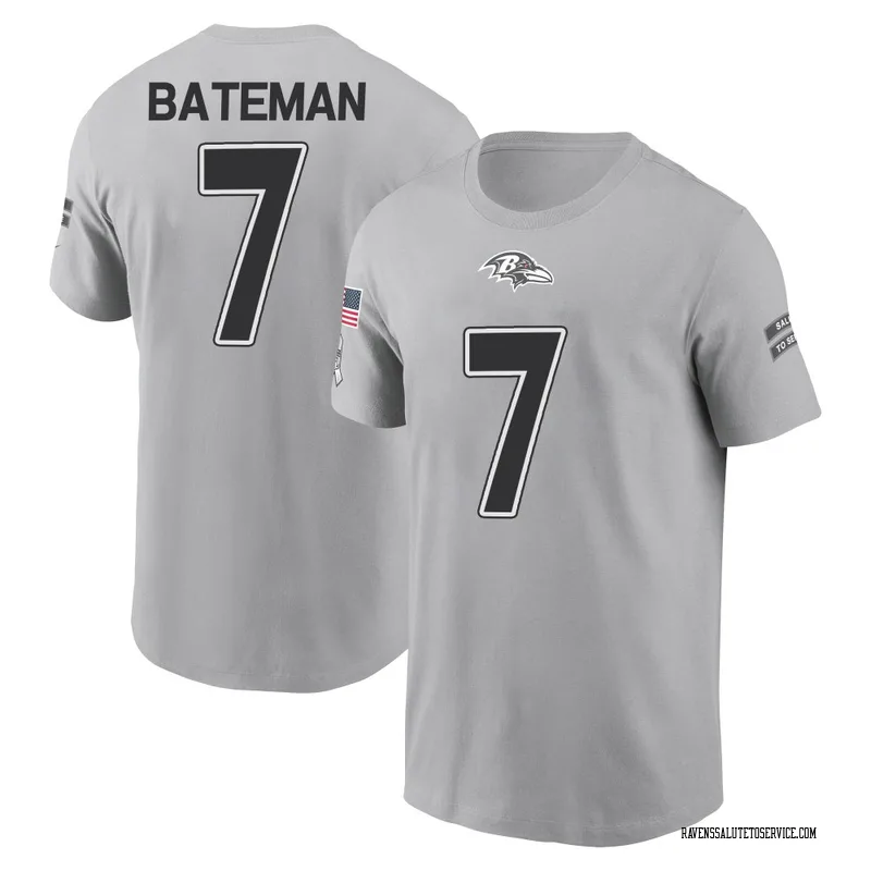 Men's Rashod Bateman Baltimore Ravens Gray 2024 Salute to Service Name & Number T-Shirt