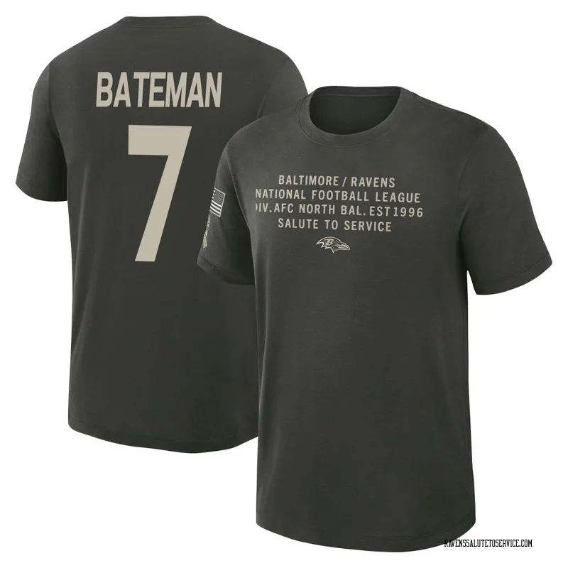 Men's Rashod Bateman Baltimore Ravens Green Dark/ 2025 Salute to Service Sideline Slub T-Shirt