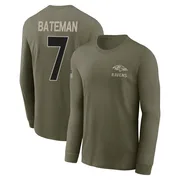 Men's Rashod Bateman Baltimore Ravens Olive 2025 Salute to Service Sideline Long Sleeve T-Shirt