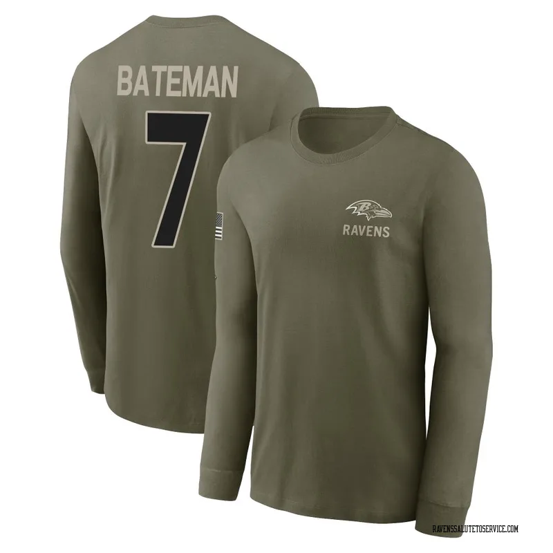 Men's Rashod Bateman Baltimore Ravens Olive 2025 Salute to Service Sideline Long Sleeve T-Shirt